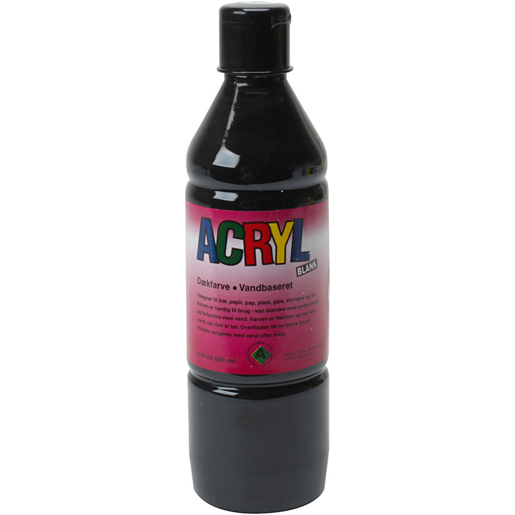 Peinture acrylique, noire, 500 ml 1 bouteille
