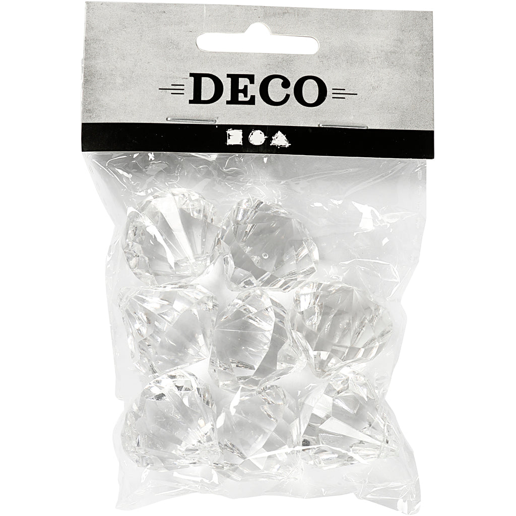 Perles acryliques Creativ company, taille 27x30 mm, diamètre du trou 2,5 mm, transparent brillant, 8 pièces 1 boîte