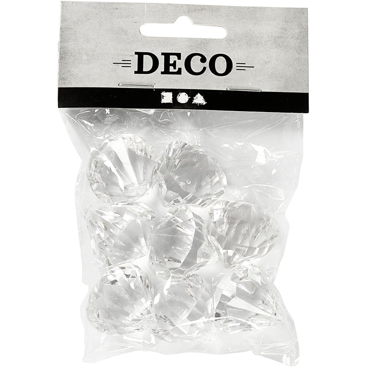 Perles acryliques Creativ company, taille 27x30 mm, diamètre du trou 2,5 mm, transparent brillant, 8 pièces 1 boîte
