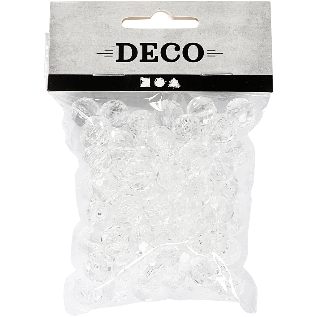 Perles acryliques Creativ company, taille 12 mm, diamètre du trou 1,2 mm, transparent brillant, 77 pièces 1 boîte