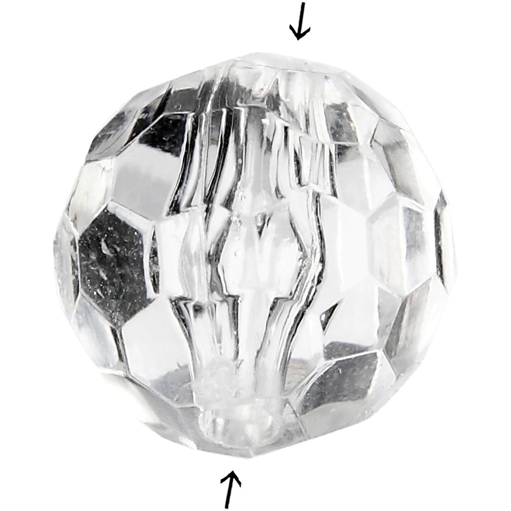 Perles acryliques Creativ company, taille 12 mm, diamètre du trou 1,2 mm, transparent brillant, 77 pièces 1 boîte
