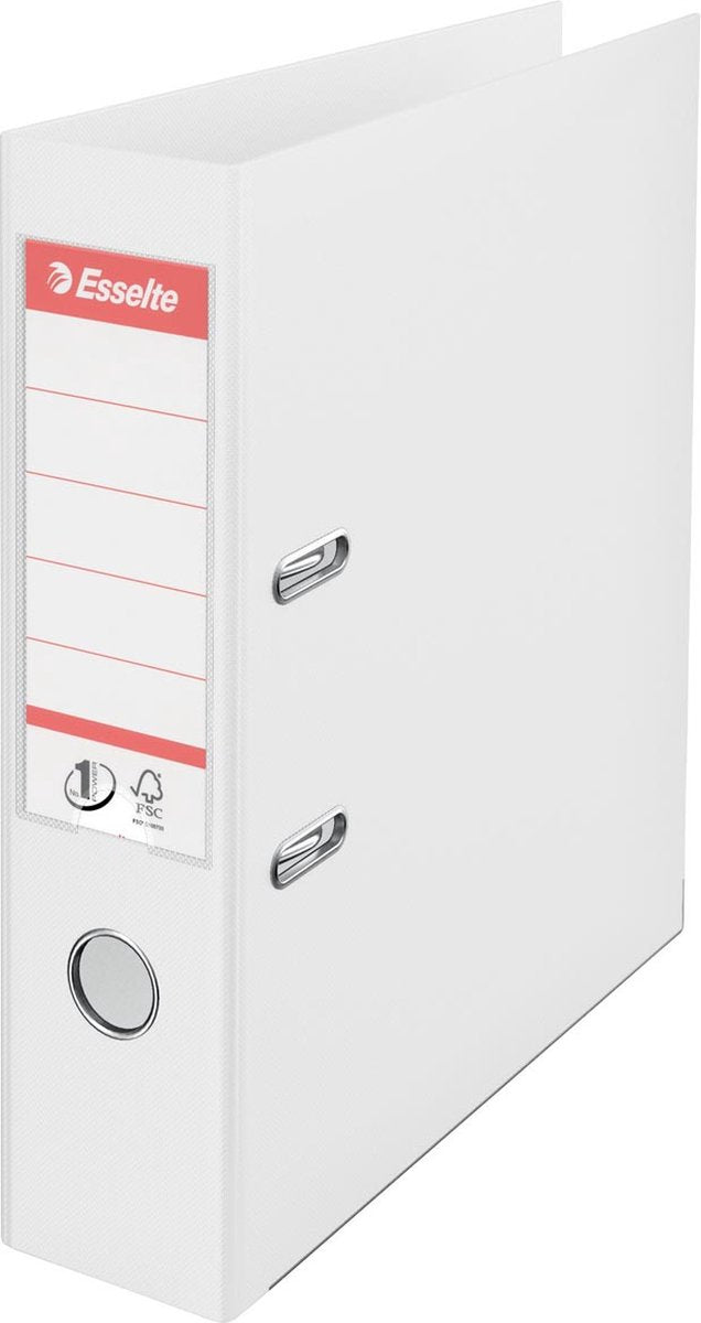Classeur a4 en plastique Viviva n°1 Esselte avec porte-étiquette - pour 500 feuilles - largeur de dos de 75 mm - blanc