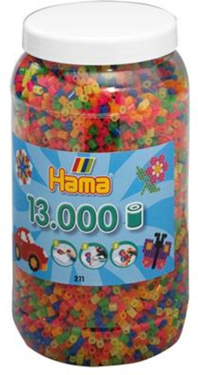 HAMA Iron Beads Ton avec 13000 pièces néon