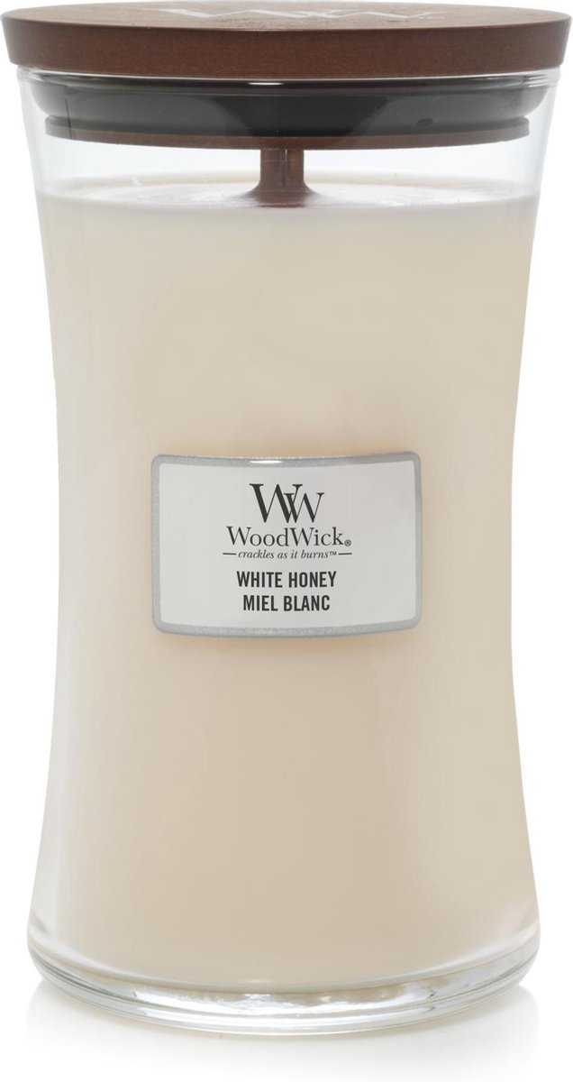 Grande bougie parfumée Woodwick hourglass - miel blanc - 130 heures de combustion