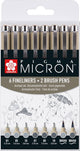 Sakura Pigma Micron Fineliner Set 8 Pen. (clair) gris refroidissant