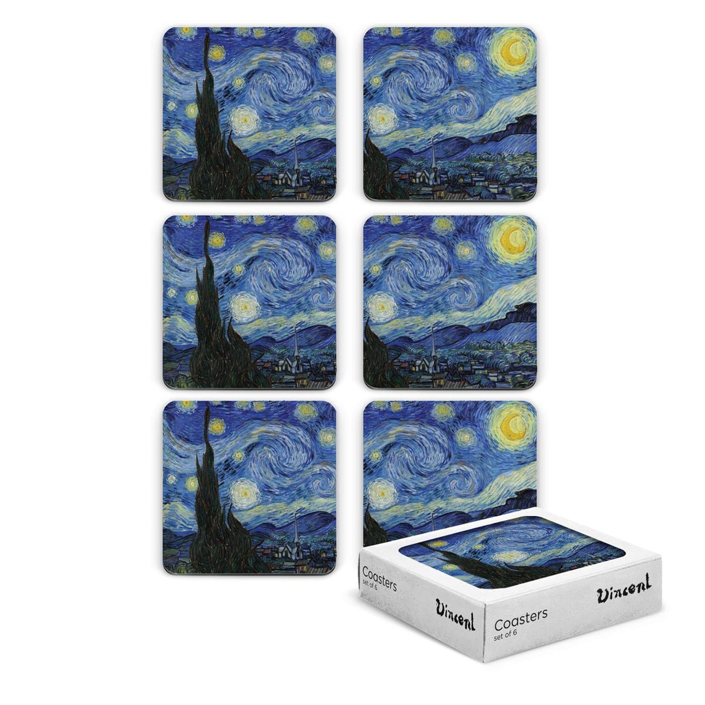 Mtd dessous de verre van gogh nuit étoilée 6 pièces