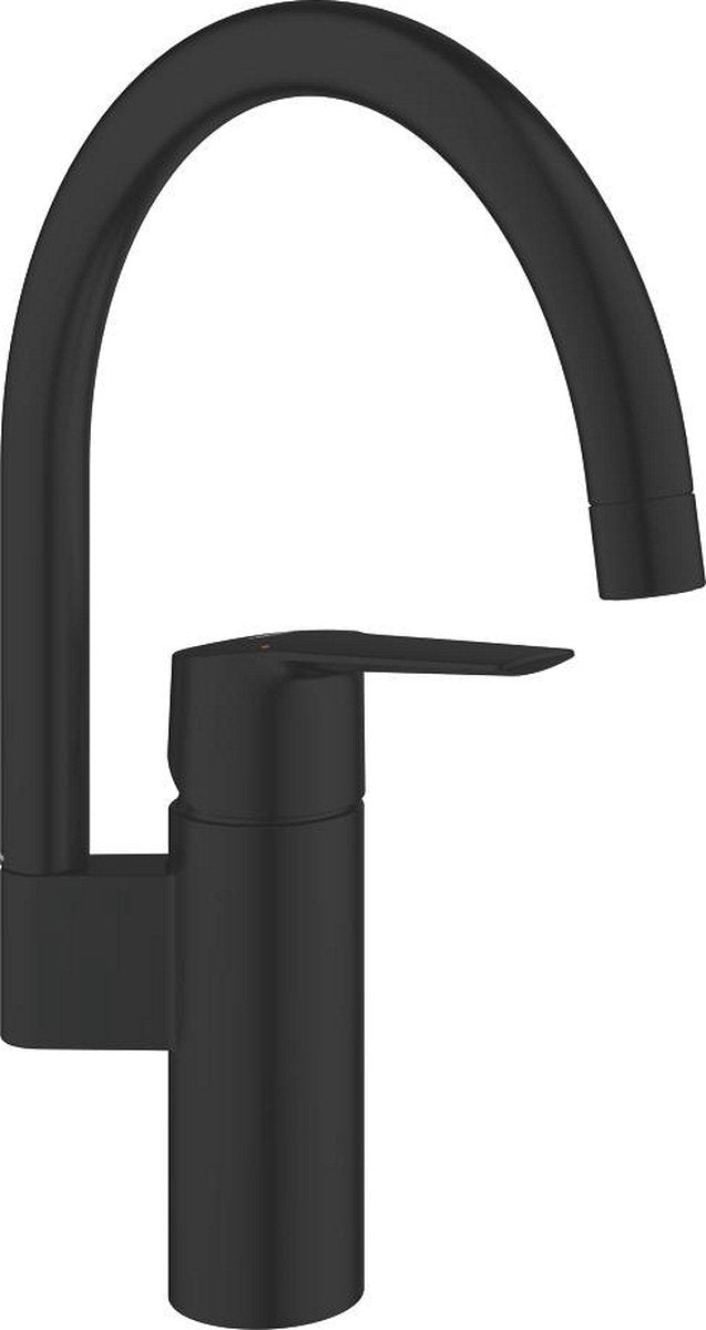Mitigeur de cuisine Grohe quickfix start - bec haut en forme de C - noir mat