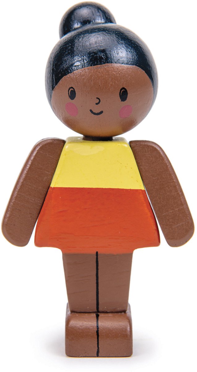 Poupées à feuilles tendres famille moka fille - jouet de poupée en bois.