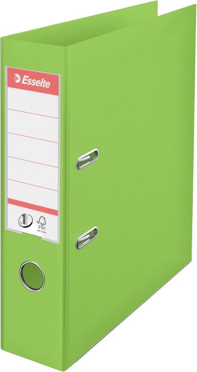 Classeur a4 en plastique Viviva n°1 Esselte avec porte-étiquette - pour 500 feuilles - largeur de dos de 75 mm - vert