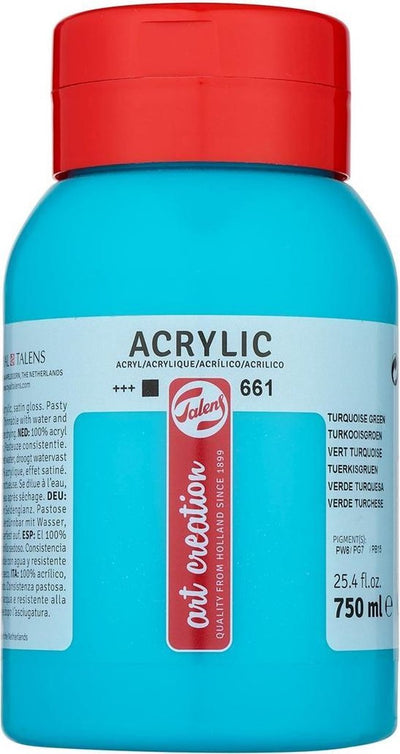 Talens art création peinture acrylique pot 750 ml vert turquoise 661