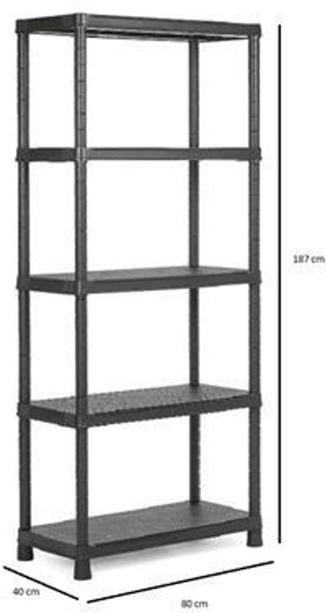 Keter étagère en plastique plus - étagère de rangement - 80x40x187cm - noir