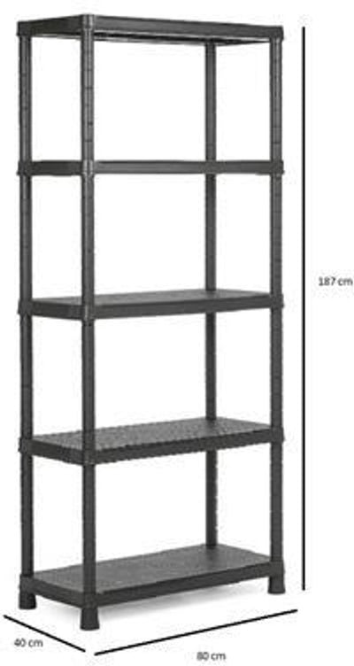 Keter étagère en plastique plus - étagère de rangement - 80x40x187cm - noir