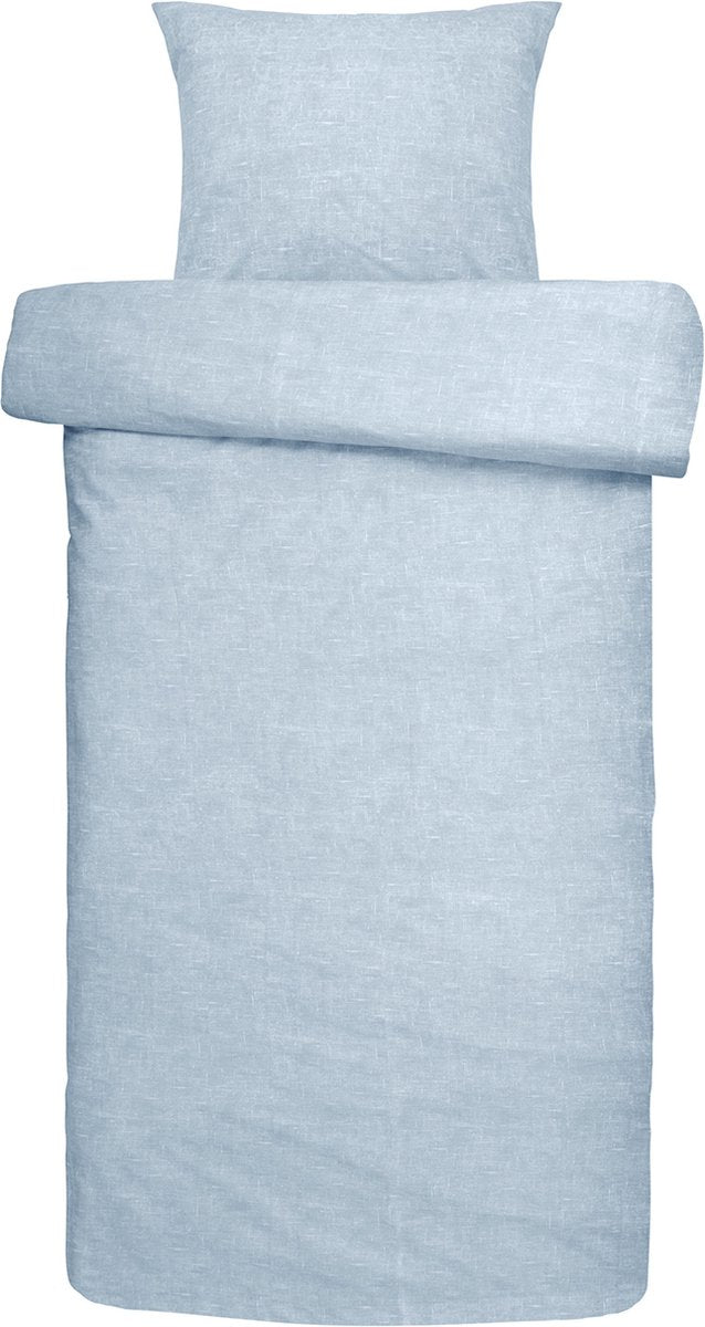 Damai housse de couette ebba - coton bio - 140x200 220 cm - bleu clair + 1 taie d'oreiller 60x70