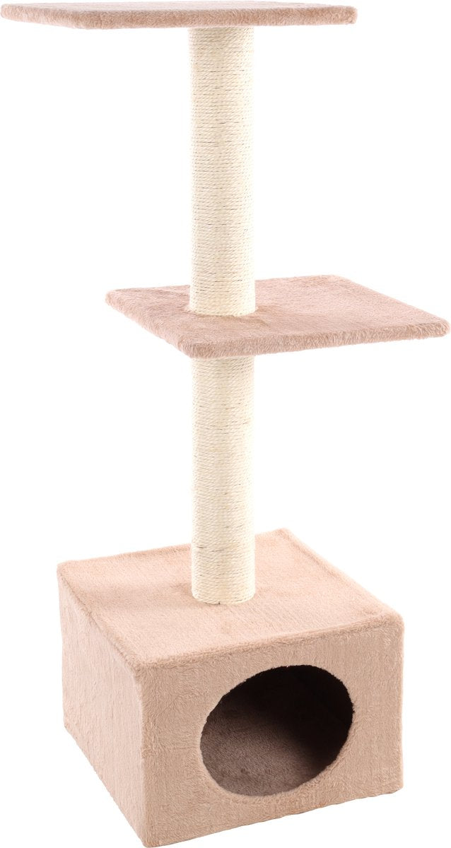Arbre à chat Flamingo – charbonel beige crème – 47 × 35 × 103 cm – arbre à chat en sisal – avec plateforme de couchage maison – pour chat