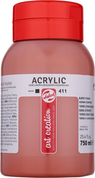 Talens art création peinture acrylique pot 750 ml terre de sienne brûlée 411