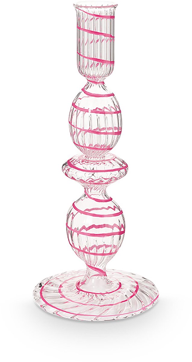 Pip studio - chandelier - accessoires pour la maison - bougeoir rose - tourbillon en verre - 20 cm