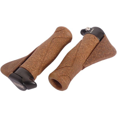 Poignée de vélo avec poignée ergonomique 130mm, Dura cork et aluminium, noir marron, 34mm d'épaisseur, 235g