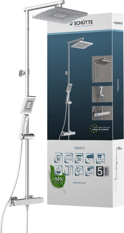 Système de douche Schütte trento - douche à effet pluie - avec robinet de douche thermostatique - entraxe 150 mm - chromé