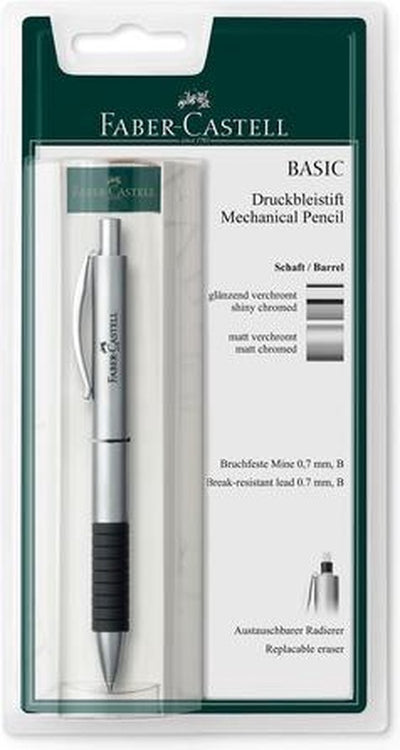 Porte-mine Faber-castell - basic - métal chromé mat - sur blister - fc-138478
