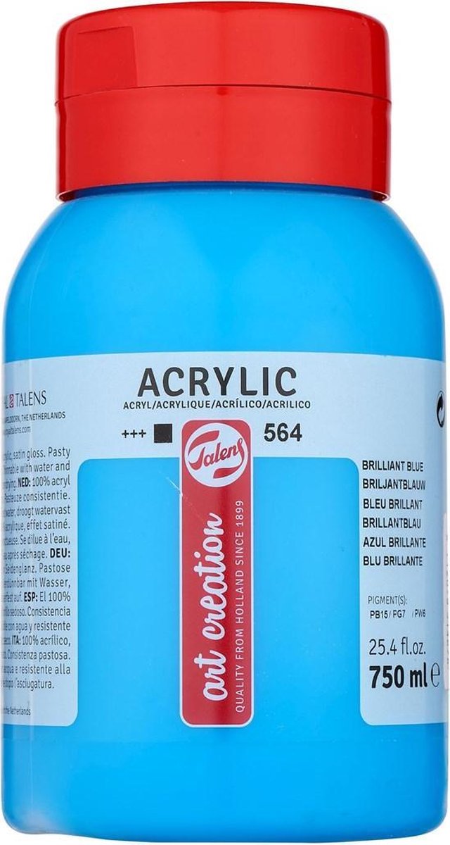 Talens art création peinture acrylique pot 750 ml bleu brillant 564