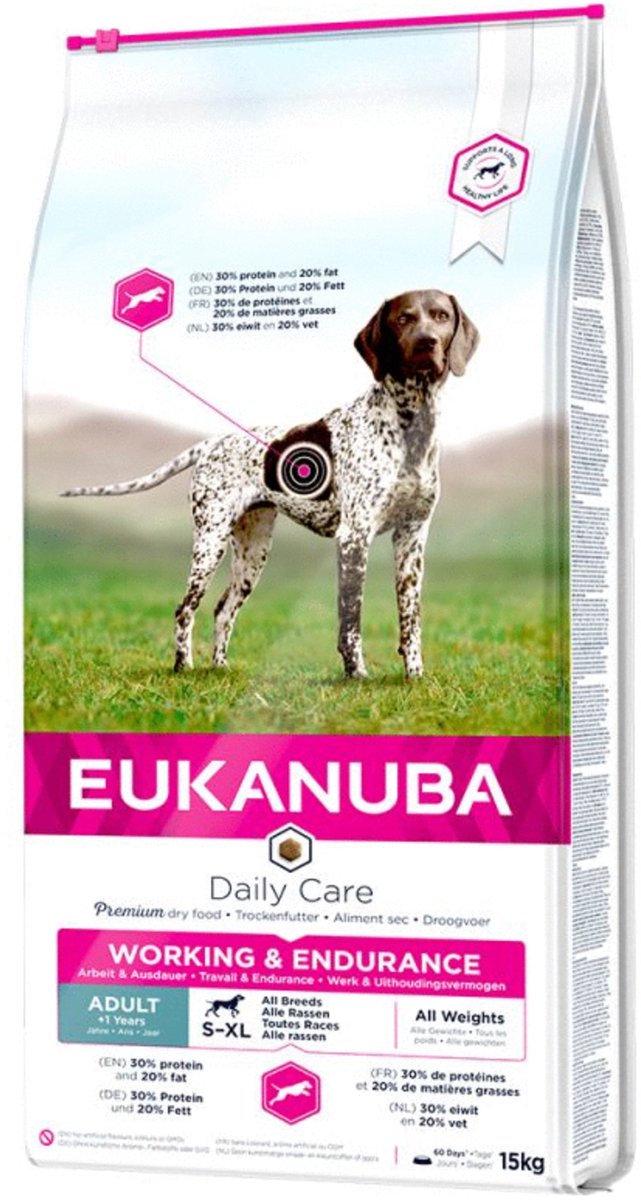 Eukanuba working endurance - nourriture sèche pour chiens - 15 kg - nourriture complète pour animaux de compagnie