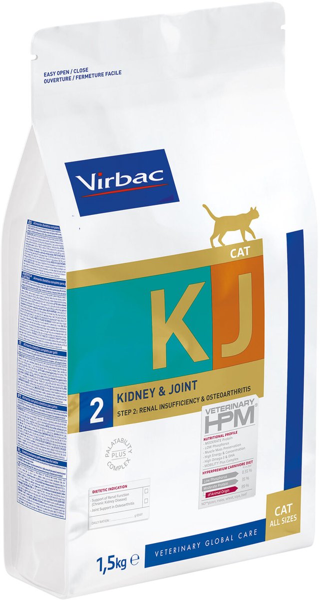 Virbac vétérinaire hpm diététique chat - articulation rénale - 1,5 kg