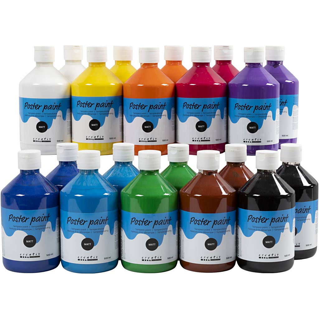 Peinture tempera mate Creativ company, différentes couleurs, 20x500 ml 1 boîte