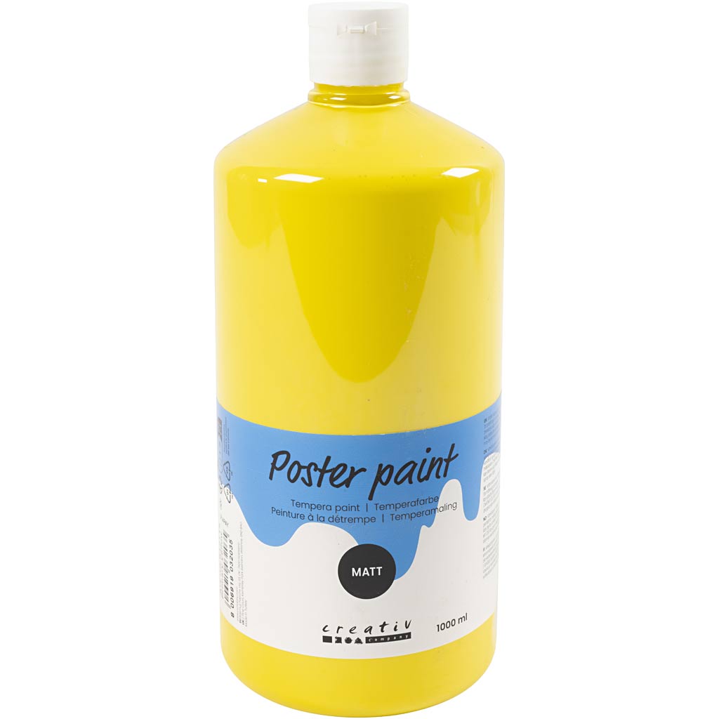Peinture à la détrempe Creativ company mate, jaune primaire, 1000 ml 1 bouteille