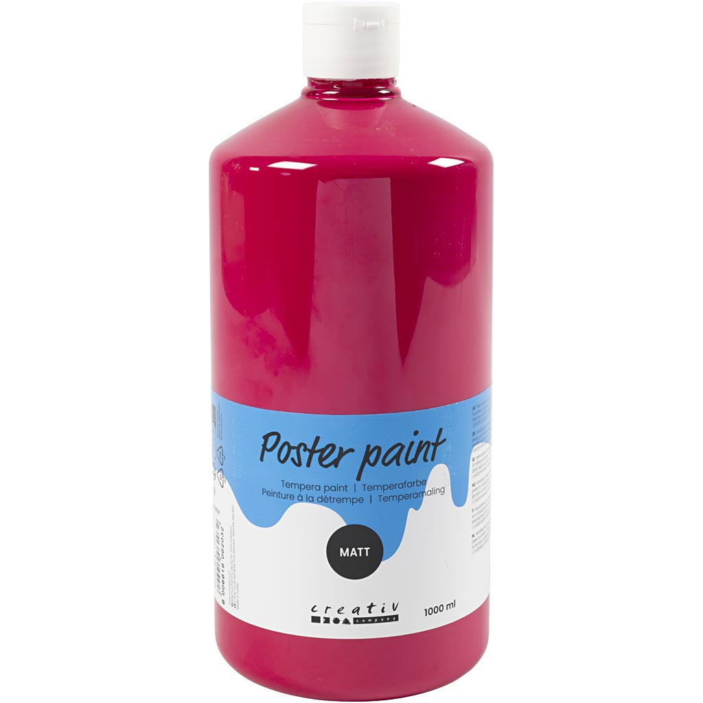Peinture à la détrempe Creativ Company mate, rouge primaire, 1000 ml 1 bouteille
