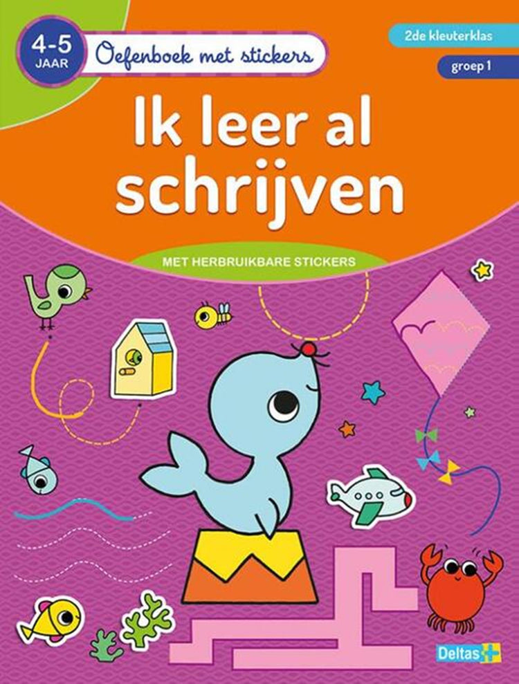 Livre d'exercices deltas avec des autocollants que j'apprends à écrire (4-5 ans)