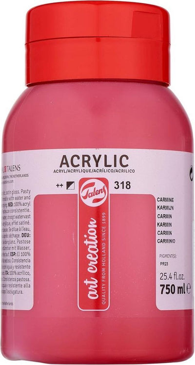 Talens art création peinture acrylique pot 750 ml carmin 318