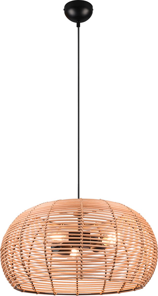 Trio inga - lampe suspendue - naturel - rotin - excl. 3x e27 4w
