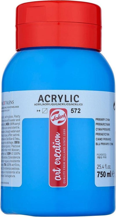 Talens art création peinture acrylique pot 750 ml cyan primaire 572