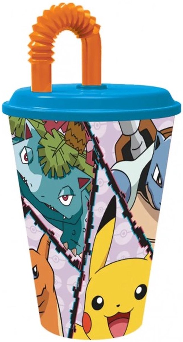 Gobelet avec paille de combat Pokémon Javoli, plastique 430 ml