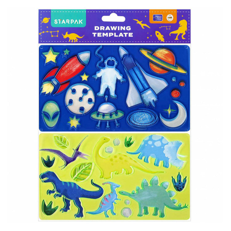 Modèle de dessin des dinosaures, cosmos