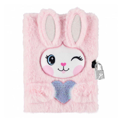 Journal intime en peluche diablotin coeur de lapin avec serrure, a5