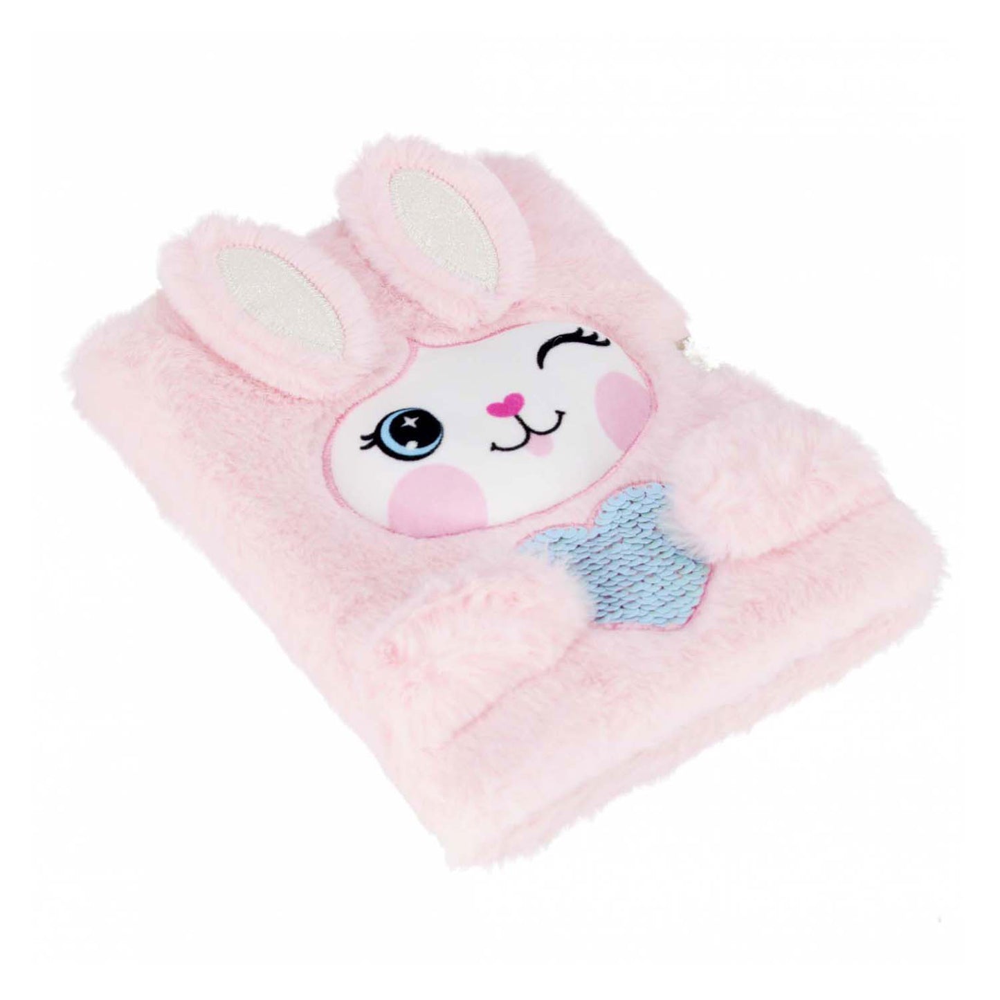 Journal intime en peluche diablotin coeur de lapin avec serrure, a5