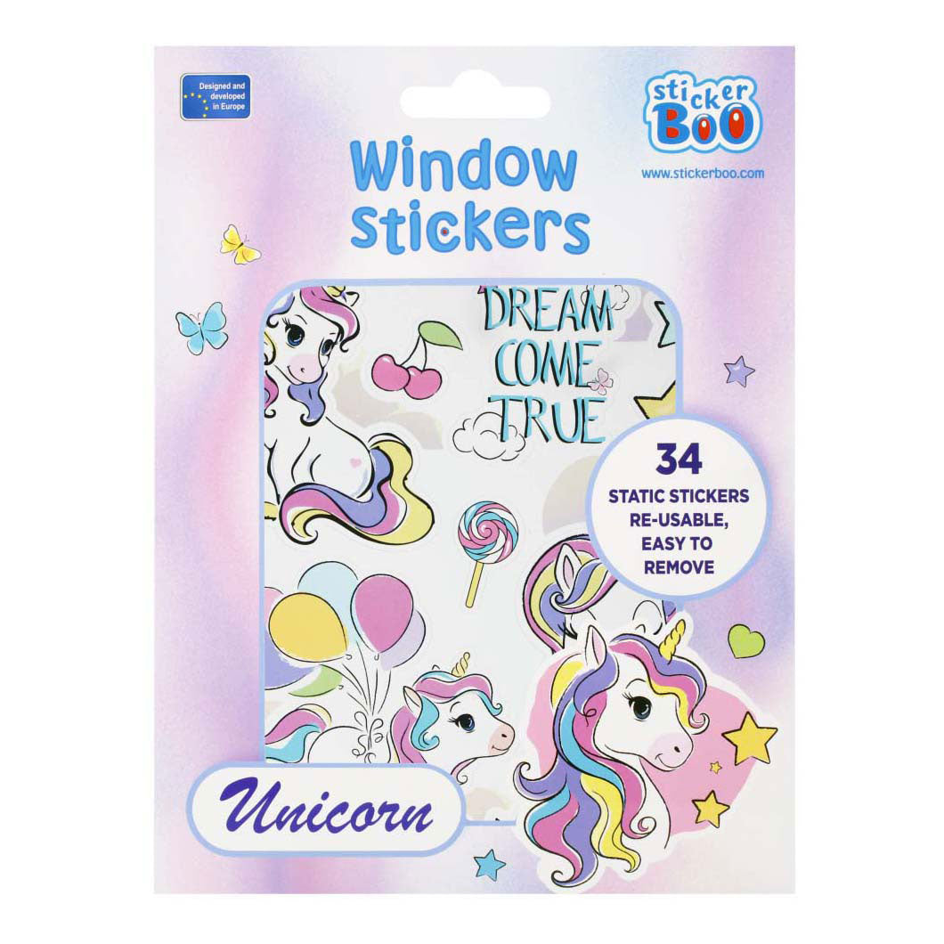 Stickers de fenêtre Unicorne, 16x21cm