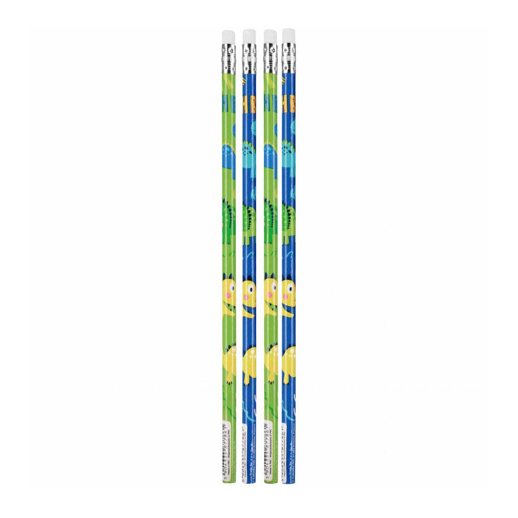 Crayon HB avec gomme dinosaure, 4 pcs.