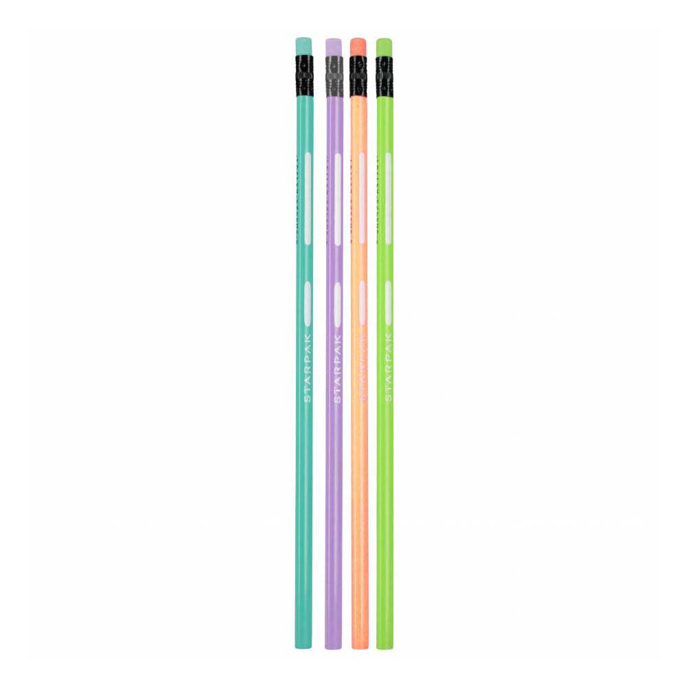 Crayon triangulaire Hb avec gomme pastel, 4pièces.