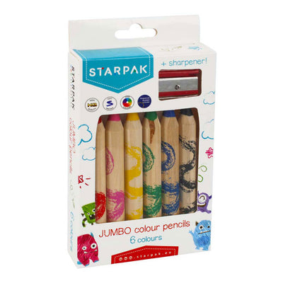 Crayons de couleur géants, 6 pcs. + taille-crayon