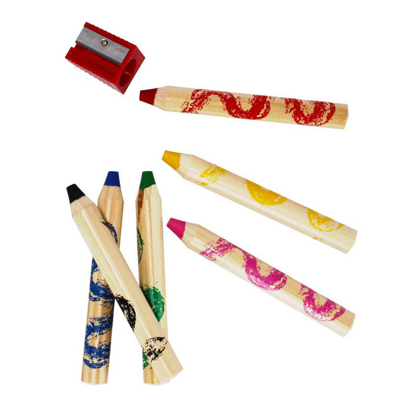 Crayons de couleur géants, 6 pcs. + taille-crayon