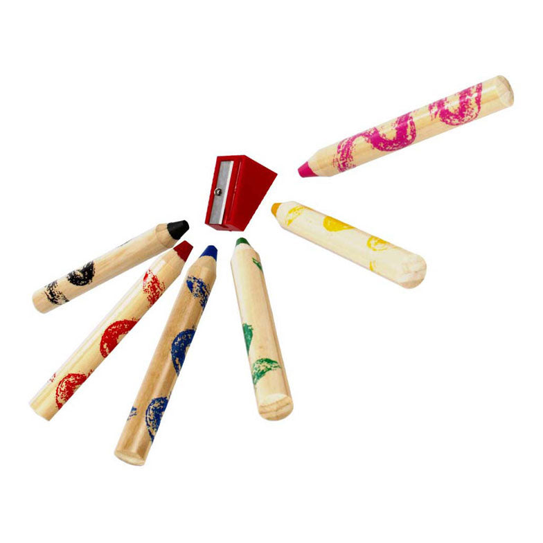 Crayons de couleur géants, 6 pcs. + taille-crayon