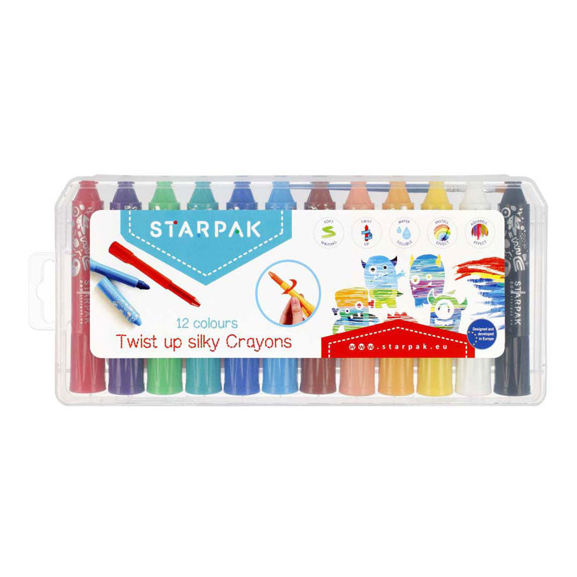 Craies soyeuses en rotation, 12 couleurs