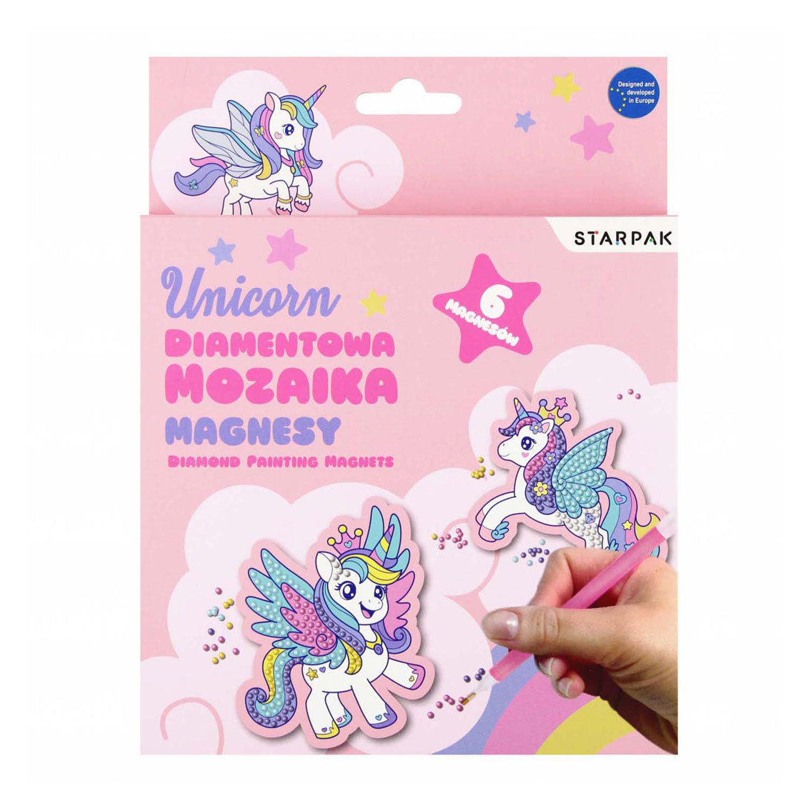 Ensemble créatif licorne mosaïque diamant, 6 pièces.