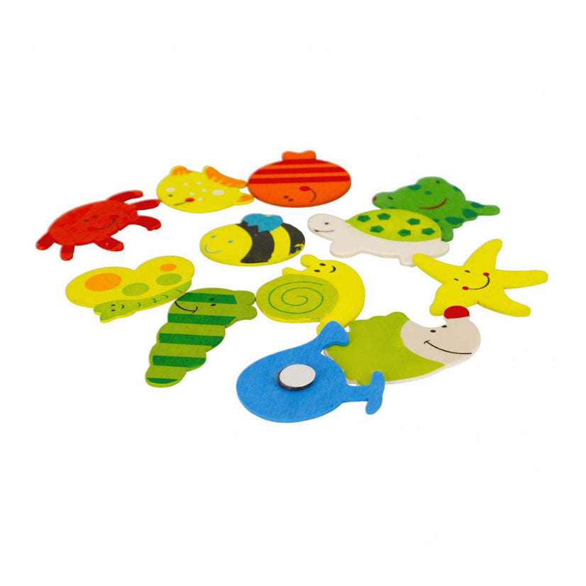 Aimants en bois animaux 40 mm, 12 pcs.