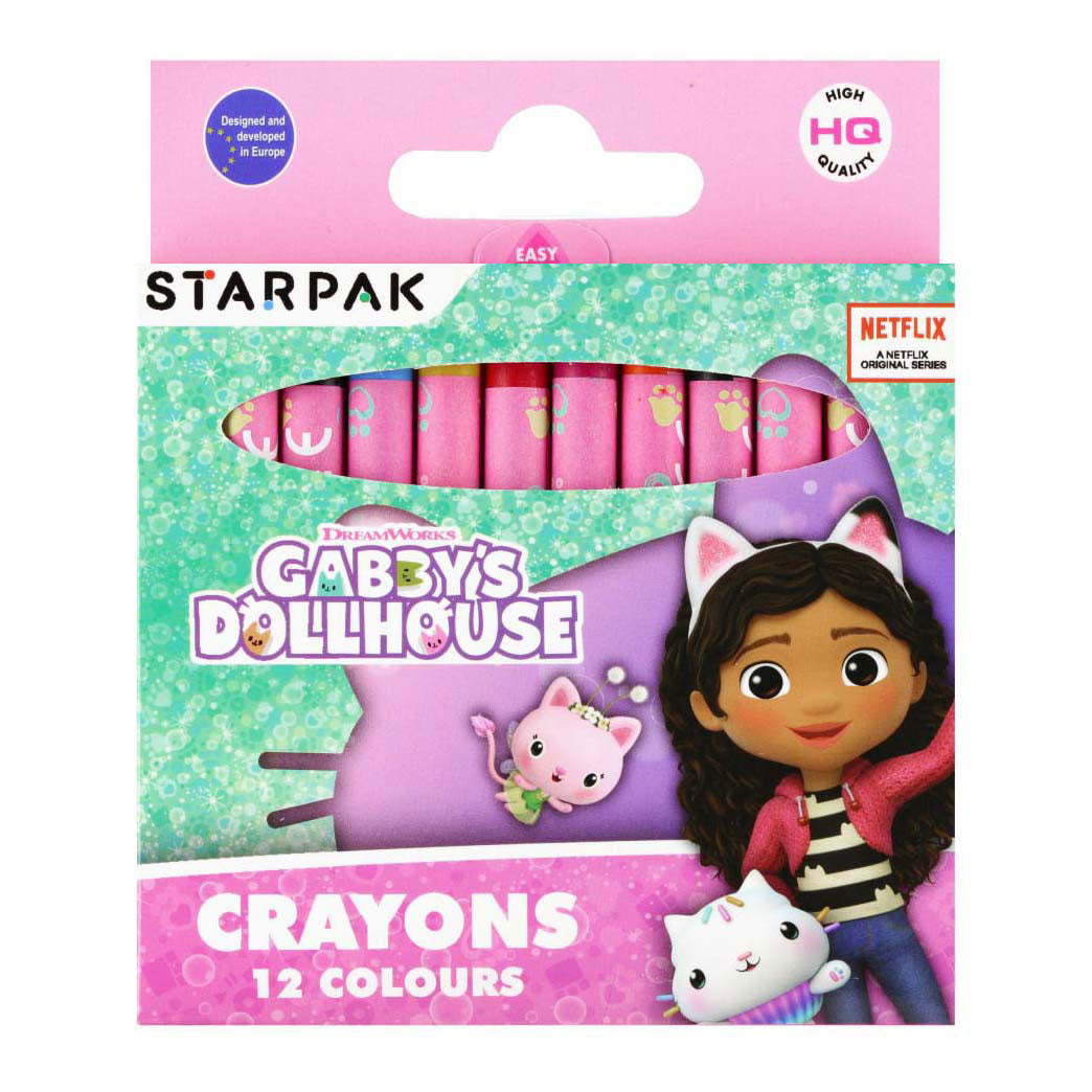 Crayon de cire maison de poupée Gabby, 12 couleurs