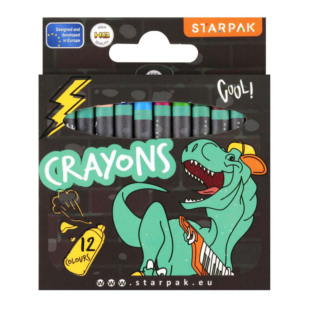 Patin à crayons de cire dinosaure, 12 pcs.