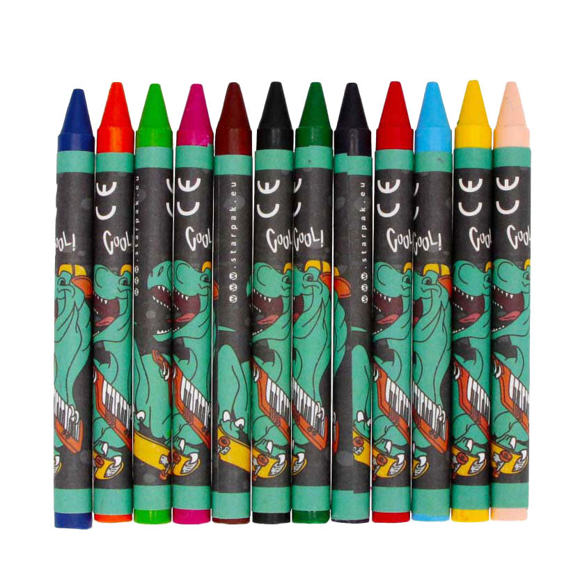 Patin à crayons de cire dinosaure, 12 pcs.