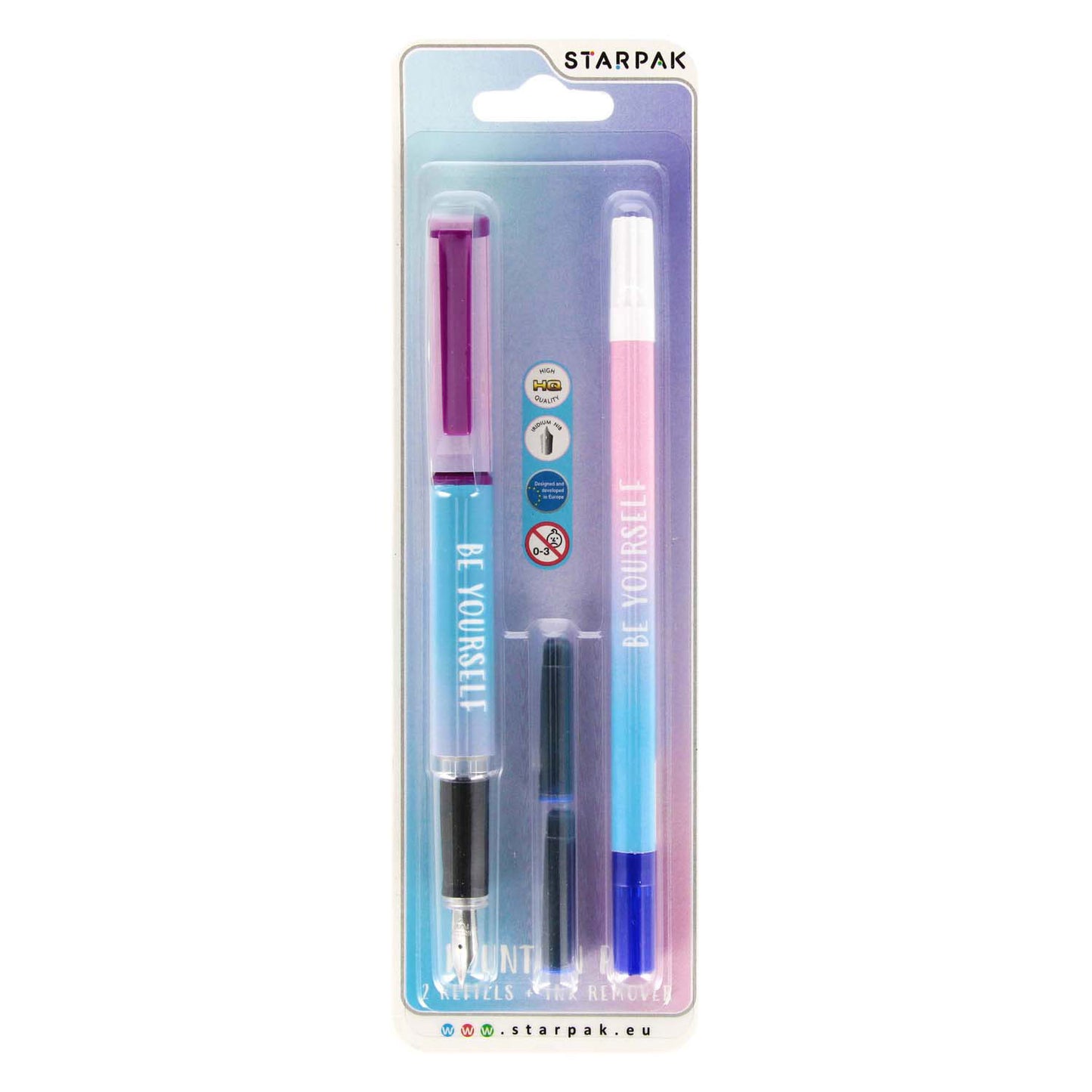 Stylo plume avec 2 recharges et dissolvant d'encre ombre